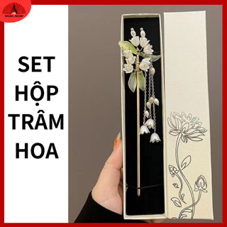  Trâm cài tóc hộp trâm cài tóc hình hoa cổ điển theo phong cách Hanfu Trung Hoa 