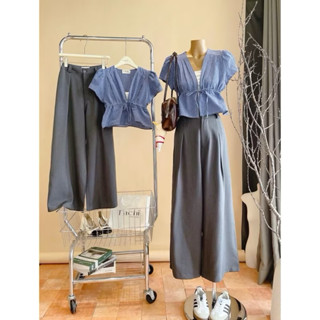 [BÈO BÉO BIGSIZE] SET 3 MÓN ÁO PEPLUM CARO ĐAN DÂY - ÁO ỐNG - QUẦN SUÔNG XÁM ỐNG RỘNG FORM BIGSIZE 60-90KG