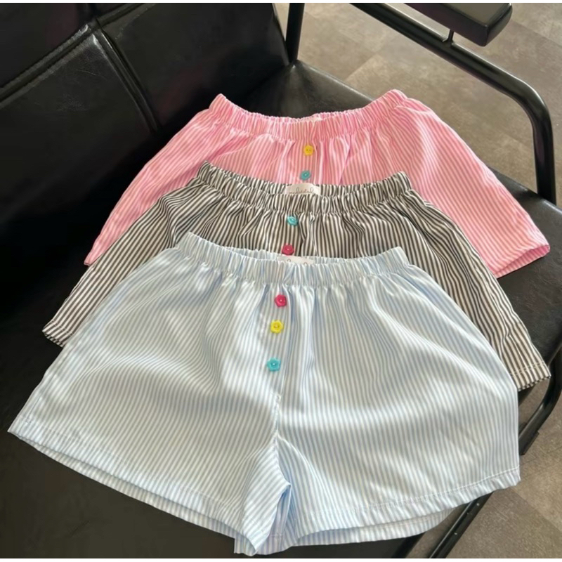 Quần Đùi Kate Kẻ Sọc Phối Khuy Hoa Siêu Hot_19