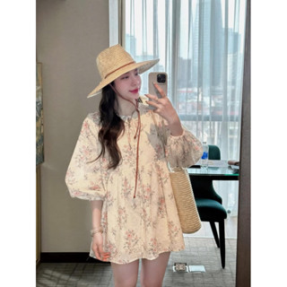 Váy babydoll thêu hoa be hồng tay dài DÁNG RỘNG FORM XOÈ JISOO DRESS