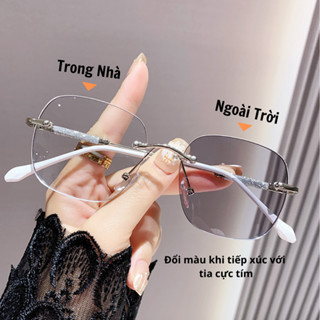 Kính Đổi Màu Kính Cận Thị Thời Trang ,Chống Nắng UV Và Ánh Sáng Xanh ,Khung Kim Loại Phong Cách Hàn Quốc