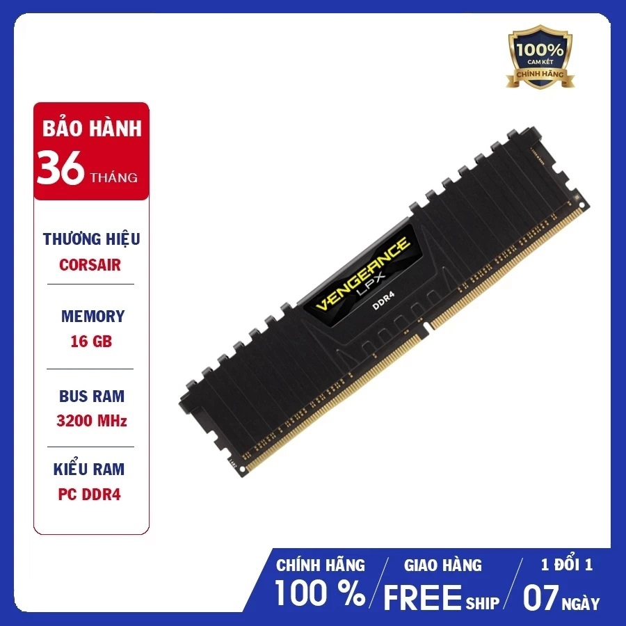 RAM DDR4 16GB CORSAIR VENGEANCE LPX (1x16GB) 3200Mhz