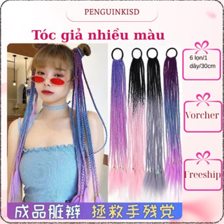 Tóc giả bện thắt bím omber nhiều màu cá tính tóc tết giả 12 nhánh dài 60cm tóc biểu diễn nhiều màu sắc Penguinkisd
