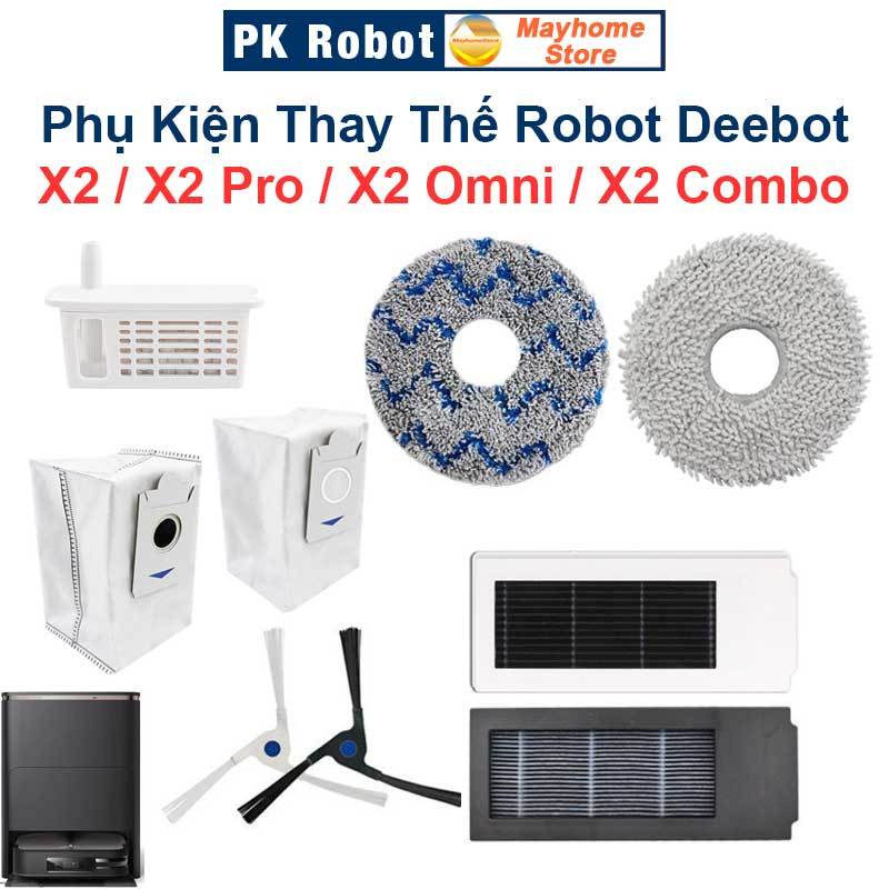 Phụ Kiện Thay Thế Robot Deebot X2/ X2Pro/ X2 Omni/ X2 Combo, Chổi Cạnh, Bộ Lọc Hepa, Túi Đựng Bụi & Giẻ Lau/