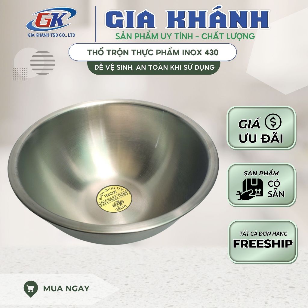 thố inox, thau inox, thau trộn thực phẩm Inox 430, thau inox