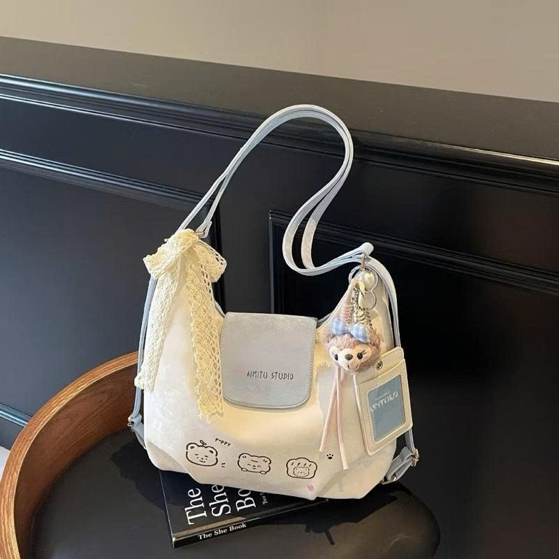 Túi xách Tote nữ họa tiết gấu dễ thương thiết kế nơ buộc trẻ trung phong cách Hàn Quốc, Balo nhung phối màu DK083 | BigBuy360 - bigbuy360.vn