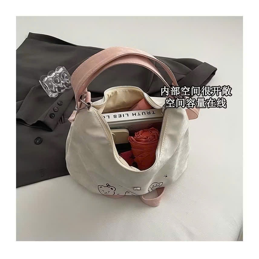 Túi xách Tote nữ họa tiết gấu dễ thương thiết kế nơ buộc trẻ trung phong cách Hàn Quốc, Balo nhung phối màu DK083 | BigBuy360 - bigbuy360.vn