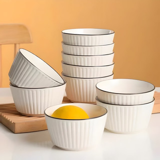 Chén Sứ Sọc Nổi Viền Đen – Bát Ăn Cơm Đẹp, Tối Giản. BA-C