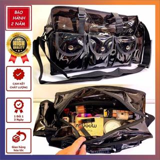  Túi Đựng Đồ MakeUp Chuyên Nghiệp Đen Trong Suốt - Chất Liệu PVC Cao Cấp Chống Nước Chống Bám Bẩn Có Dây Đeo 