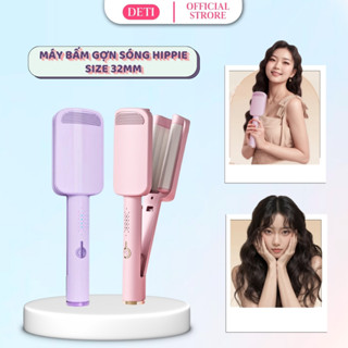 Máy Uốn Tóc Xoăn Sóng Nước Hippie 32 Thiết Kế 3 Trục Gốm Sứ Ceramic Cao Cấp, Máy Làm Xoăn Sóng Nước Chỉnh Nhiệt Tạo Kiểu