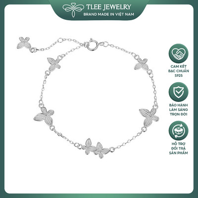 Lắc tay bạc nữ TLEE hình hồ điệp Butterfly vân nổi xinh xắn, cá tính TLEE JEWELRY LT0383