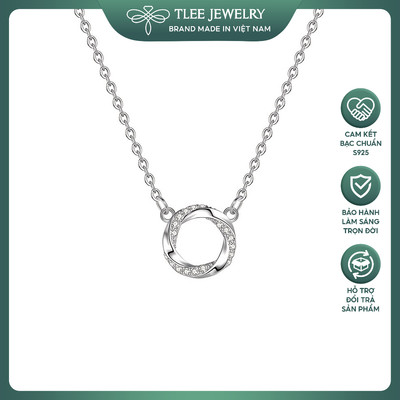 Dây chuyền bạc nữ TLEE mặt trăng Moon Twist viền xoắn đính đá TLEE JEWELRY D0398