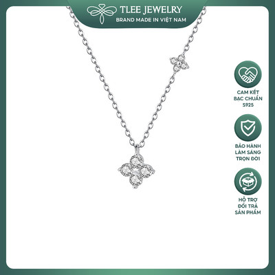 Dây chuyền bạc nữ TLEE hoa nhí bốn lá đính đá lấp lánh sang trọng TLEE JEWELRY D0401
