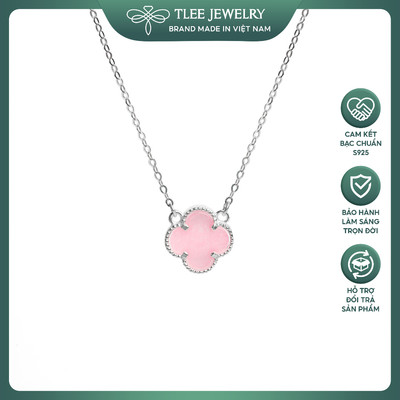 Dây chuyền bạc nữ TLEE cỏ bốn lá mã não hồng thu hút may mắn dịu dàng, nữ tính TLEE JEWELRY D0402