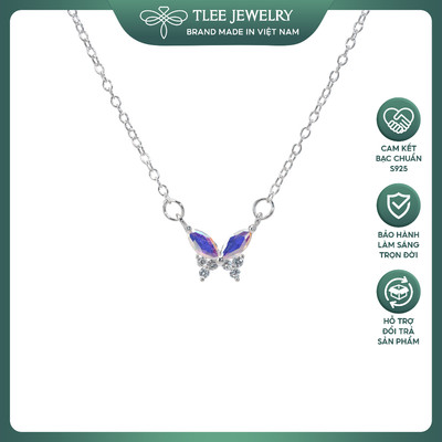 Dây chuyền bạc nữ TLEE hồ điệp đính đá ánh sắc màu lấp lánh, dịu dàng TLEE JEWELRY D0405