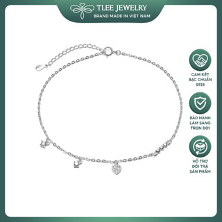 Lắc chân bạc nữ TLEE mẫu tim đá nhỏ xinh xắn TLEE JEWELRY LC0134