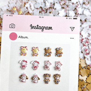 Set 12 charm hoạt hình sắc nét trang trí móng tay