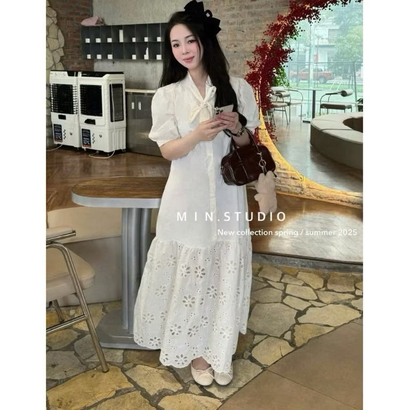 Bigsize Hiếu Hiếu Đầm cột nơ xuông dài 55-100kg