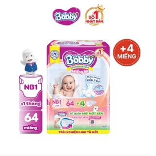 ( DÙNG THAY BVS ) Miếng Lót Sơ Sinh Bobby Newborn 1 64 Miếng, Tặng 4 Miếng Tã Quần