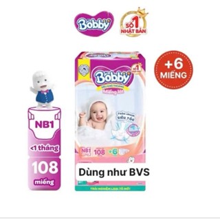 ( DÙNG THAY BVS ) Miếng Lót Sơ Sinh Bobby Newborn 1 108 Miếng, Tặng 6 Miếng Tã Sơ Sinh