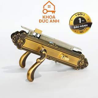  Khóa cửa chính tay gạt cổ điển mạ đồng – Full bộ khóa cửa gỗ cao cấp 