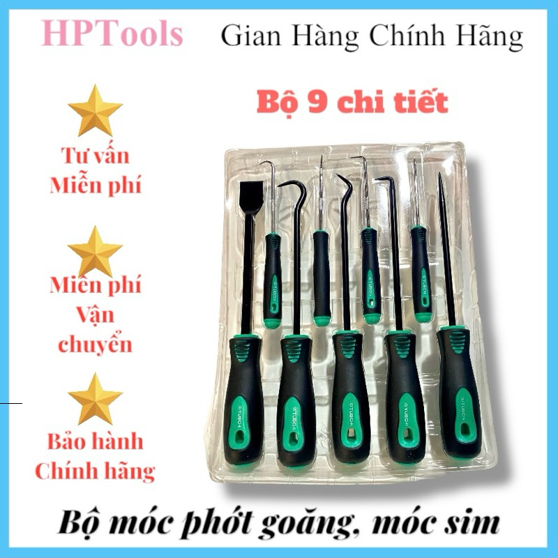 Bộ móc phớt gioăng, móc sim, tay tháo phớt 9 chi tiết HPTools