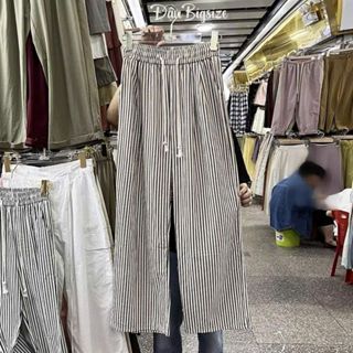 Quần Dài Kẻ Sọc Bigsize Nữ,Quần Suông Ống Rộng Dáng Vải Mềm Mại Mát Mẻ Q534