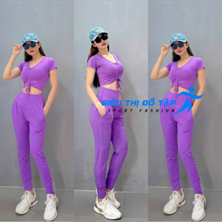 Bộ Tập Thể Thao Quần Dài Áo Rút Dây Năng Động Và Sexy, Phù Hợp Với Hoạt Động Tập Gym, Vận Động Thể