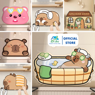 Thảm lau chân bali gấu dâu, labubu, capybara thấm nước, thảm chùi chân hình thú X01