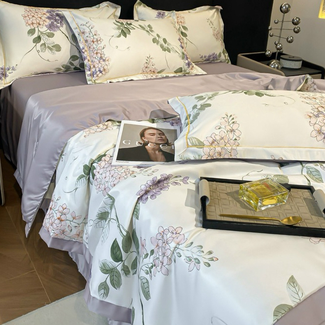 Bộ chăn ga gối lụa thái cao cấp 4 món mềm mịn thoáng mát