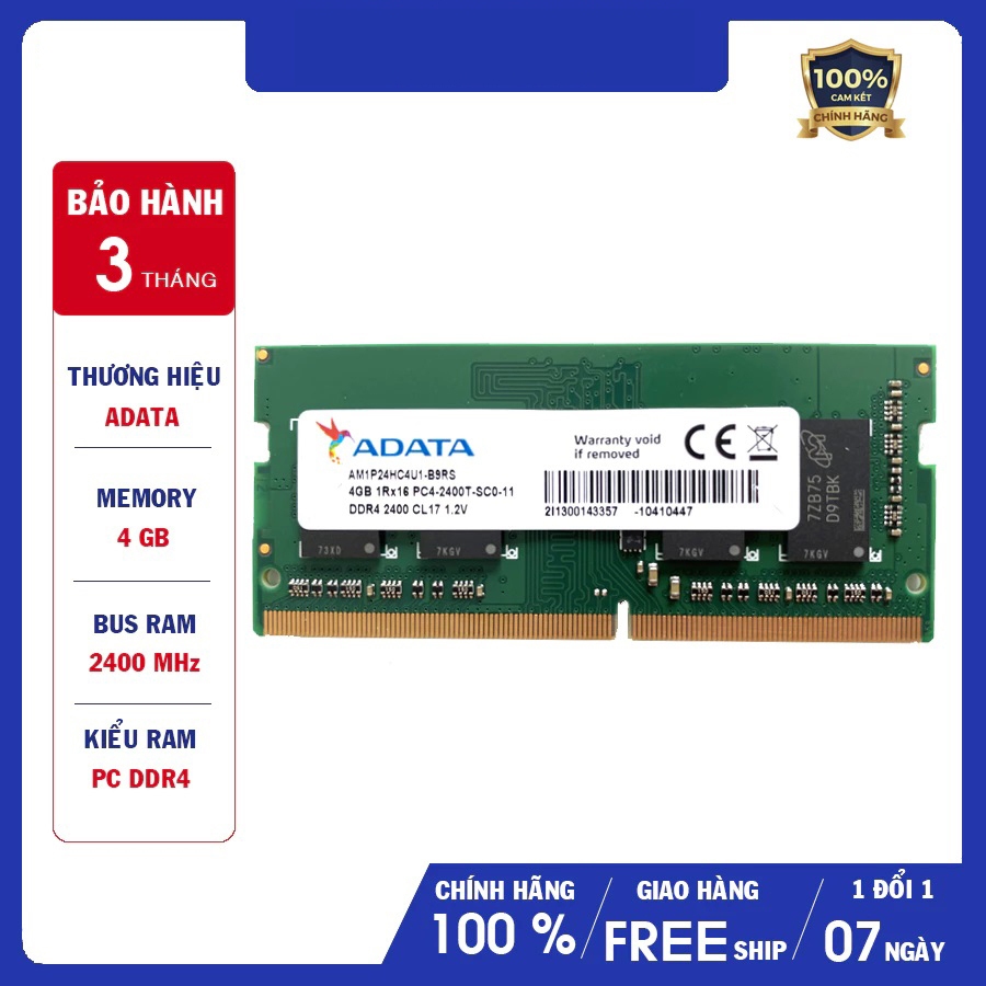 Ram ADATA DDR4 4GB Bus 2400 - AM1P24HC4U1-B9RS