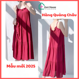   2025  Váy bầu mùa hè chất lanh nhẹ mát Quảng Châu 2025 đồ bầu mặc nhà zeni váy ngủ lanh form rộng freesize 45-75kg 