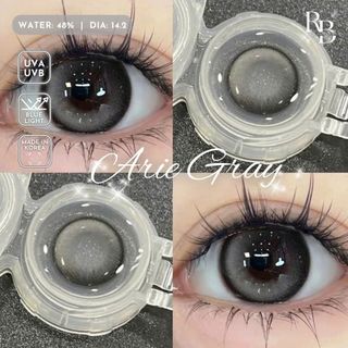 (Lens 6 Tháng) 1 Cặp Kính Áp Tròng Màu Xám Filter Arie Gray 0-5 Độ, Lens Mắt Màu Xám Tặng Khay Dụng Cụ BST BEARLENS