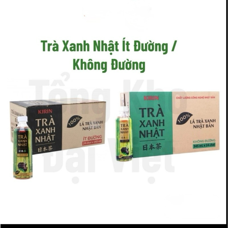 Thùng 24 Chai Trà Xanh Nhật Kirin 345ml – Ít Đường / Không Đường, Thanh Mát