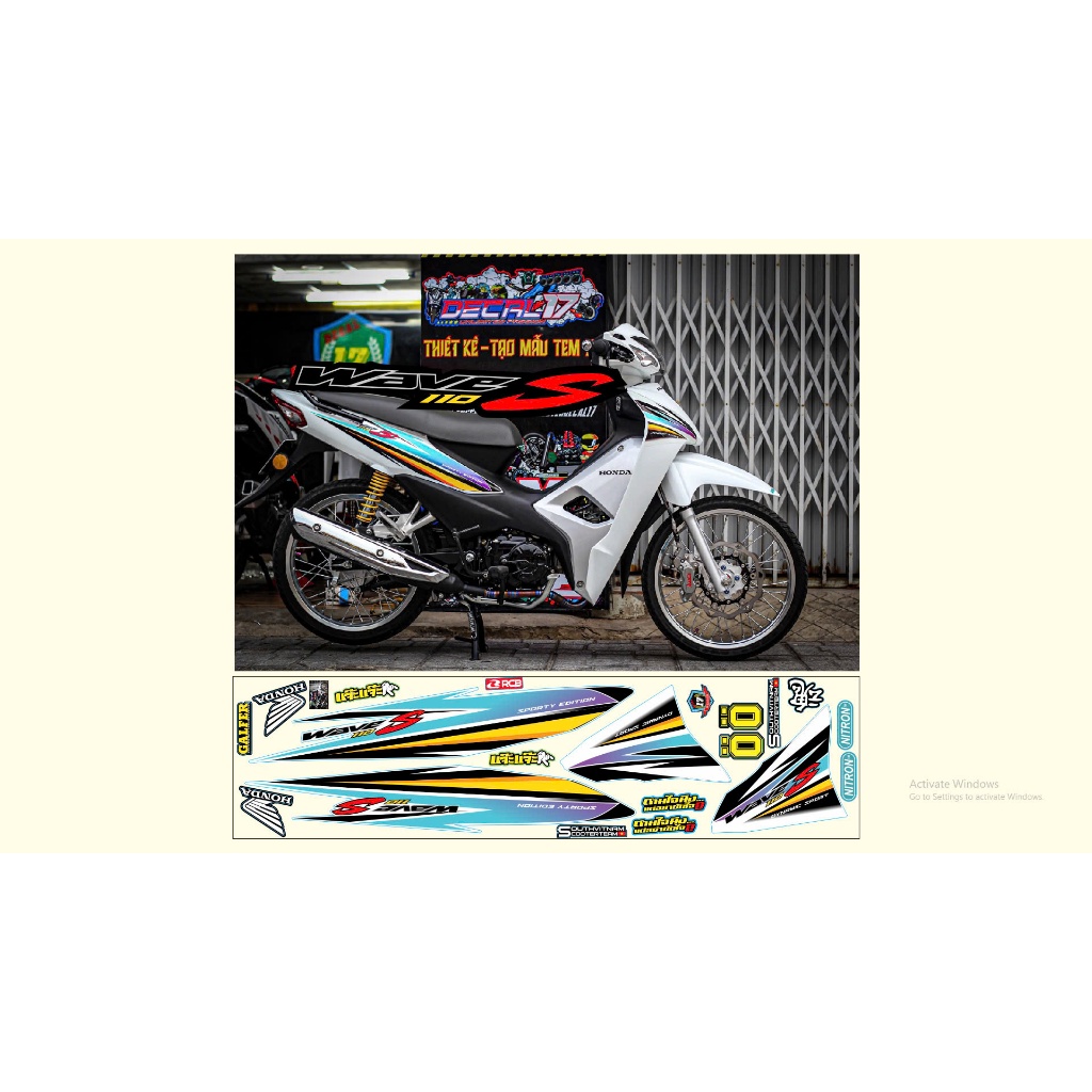 TEM RỜI WAVE S 110 TRẮNG DECAL 3 LỚP