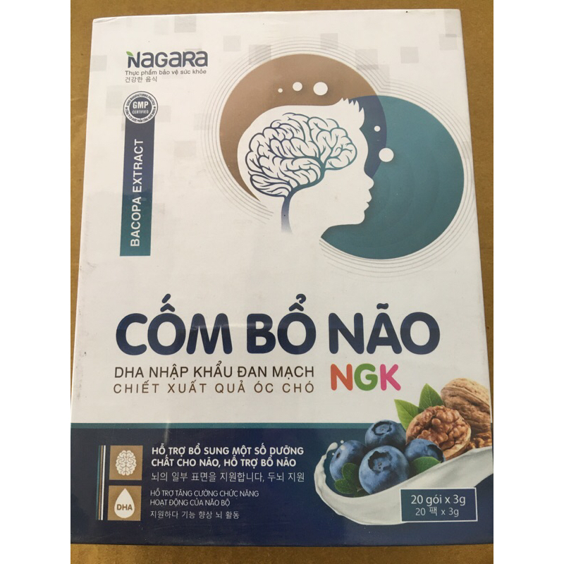 cốm bổ não ngk nagara, dha quả óc chó nhập đan mạch, tảo xoắn spirulina, kẽm, vitamin, bổ sung dưỡng