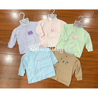  Áo sơ sinh dài tay cài lệch mềm mát Lullaby NH957R 