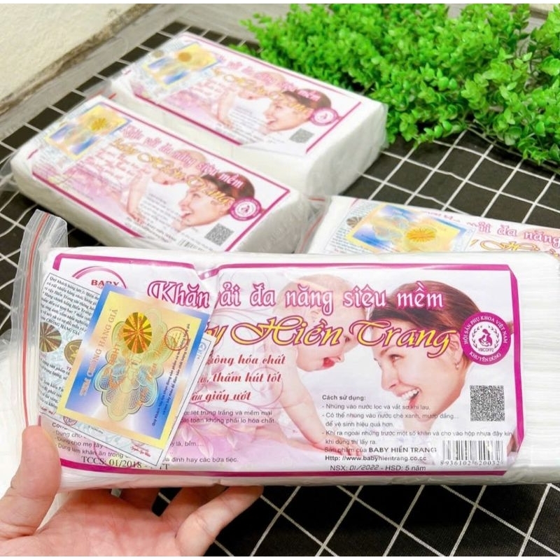 Combo 5 Gói Khăn Vải Khô Đa Năng Baby Hiền Trang, Chính Hãng Có Tem 7 Màu