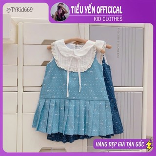  Quần áo trẻ em Váy hè bé gái chất bò giấy mềm dáng xếp ly 2 màu cho bé V669 | Tiểu Yến KID 