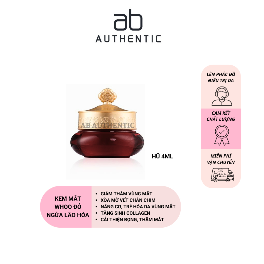 Kem mắt nâng cơ, trẻ hóa vùng da mắt The Whoo đỏ Intensive Revitalizing Eye Cream 4ml - ABAUTHENTIC