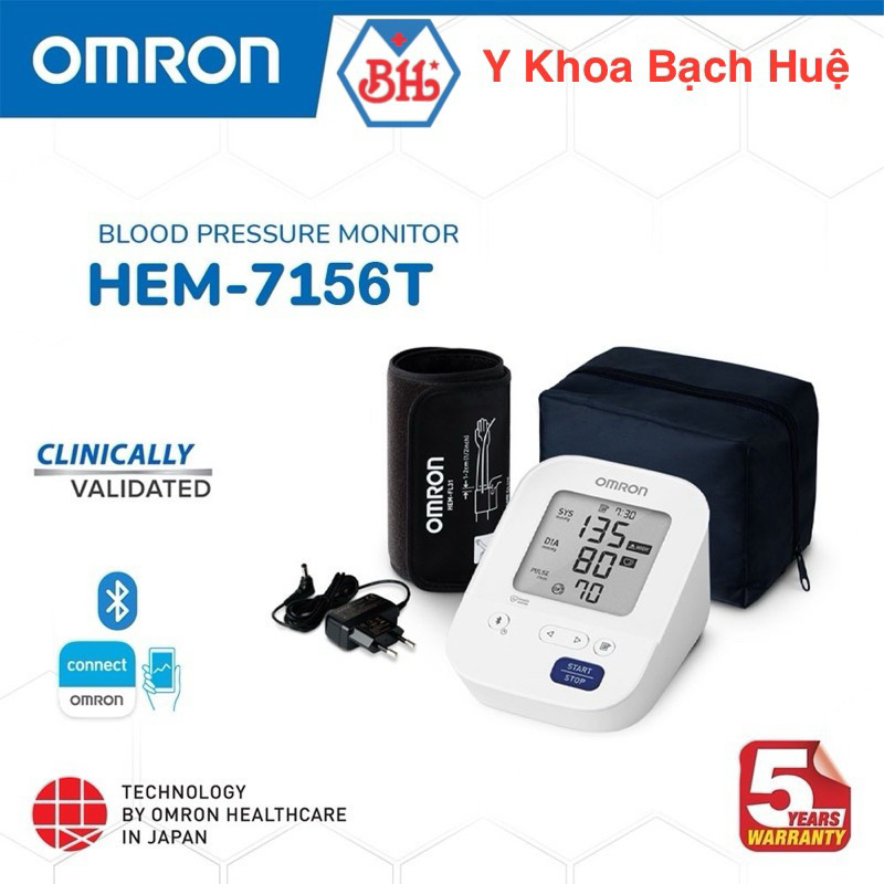 Máy đo huyết áp bắp tay tự động Omron HEM-7156T kèm cục sạc điện.Máy đo huyết áp Omron mang lại kết 