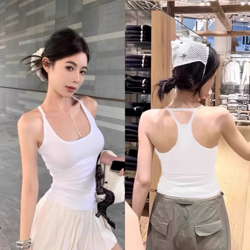 Áo 2 Dây  sợi Bún, Áo hai dây CÓ MÚT ĐỆM quai Nhỏ Ôm Body Dáng Croptop Quyến Rũ bl22 (có bigsize) | BigBuy360 - bigbuy360.vn