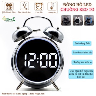 Đồng Hồ Báo Thức Chuông Reo Lớn Để Bàn Màn Hình LED Hiển Thị Thời Gian, Nhiệt Độ, Ngày Tháng