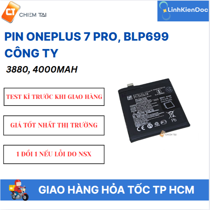 Pin OnePlus 7 Pro, BLP699 công ty - 3880, 4000mAh