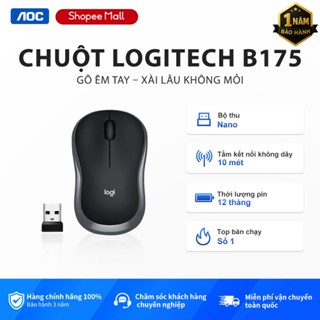 Chuột không dây Logitech B175 Wireless USB 2.4Ghz, pin 12 tháng, thuận cả 2 tay, phù hợp cho Laptop PC