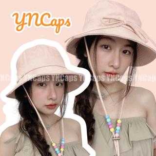 Mũ bucket phối nơ phía sau Nón tai bèo dây phối hạt unisex