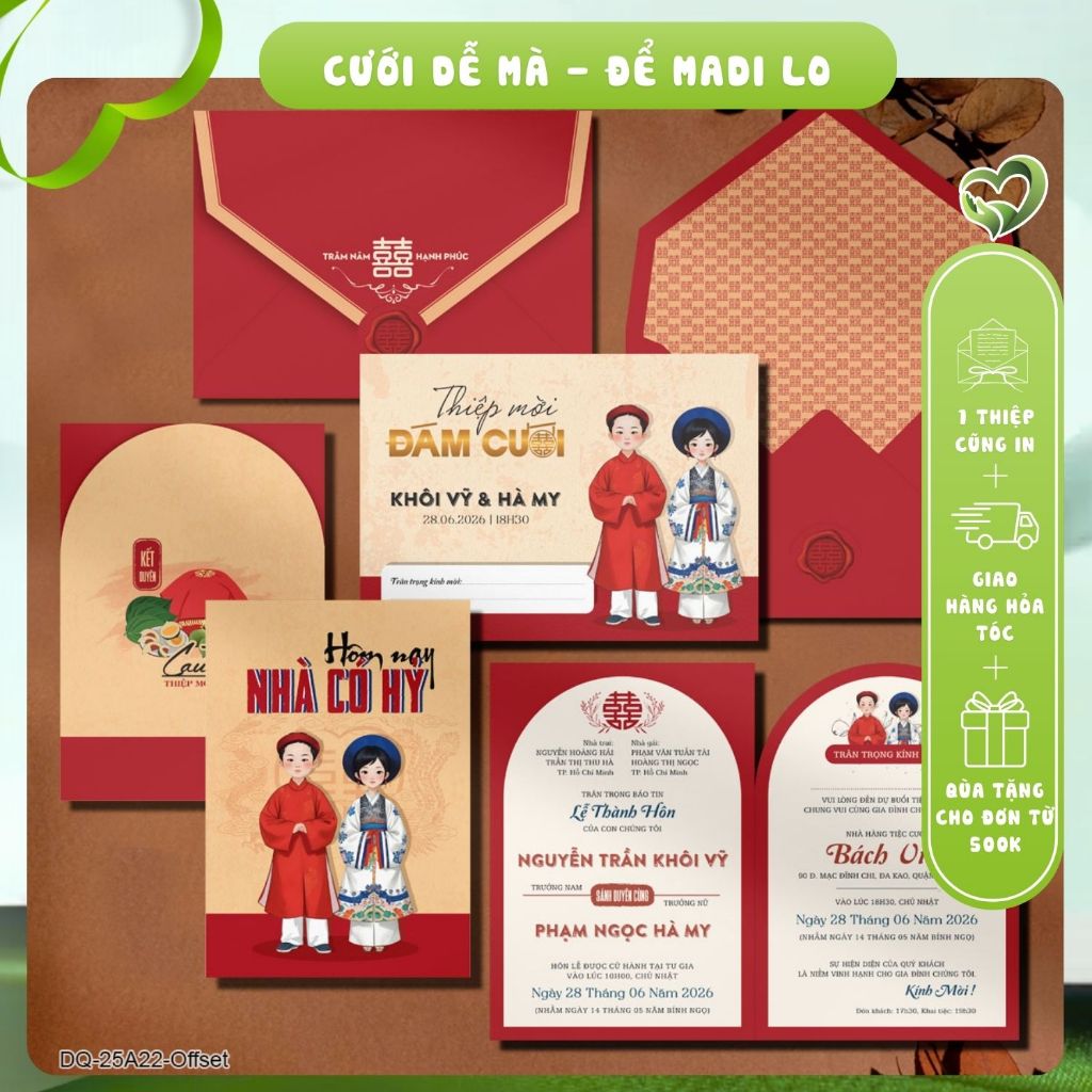 Thiệp Cưới Thiết Kế Riêng Theo Tên Cô Dâu Chú Rể – In Nhanh Đẹp, Chuẩn Concept Yêu Thương