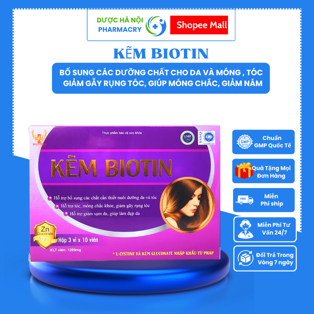 BIOTIN mọc tóc,KẼM BIOTIN viên uống mọc tóc, hỗ trợ giảm gẫy rụng tóc, rụng tóc sau sinh , giảm nám