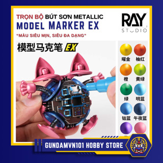   EXM   SET  BÚT SƠN CAO CẤP RAY STUDIO METALLIC MODEL MARKER EX GỐC NƯỚC - màu kim loại tô mô hình gundam marker 