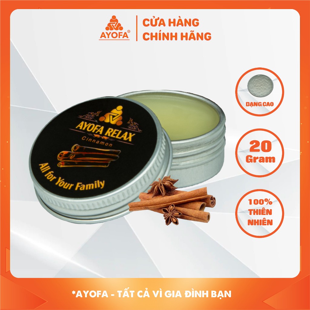 Cao Xoa Bóp Massage Thảo Dược Đa Năng Ayofa Relax 20g Hương Quế
